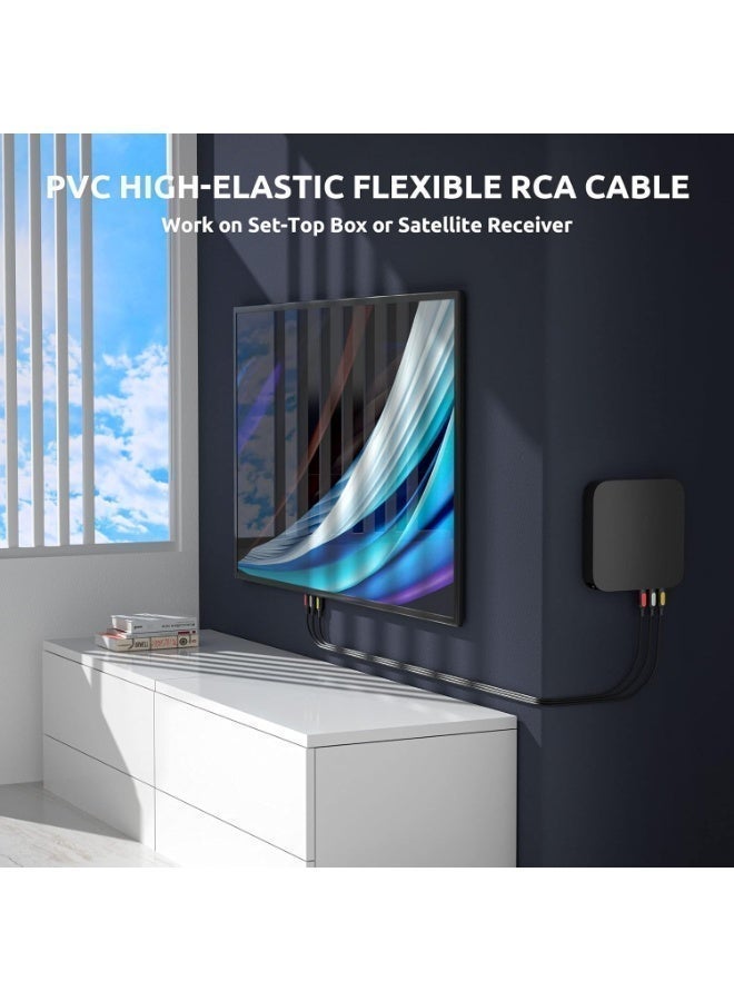 في كوم كابل صوت وفيديو AV أسود اللون، 3 كابلات RCA ذكر إلى ذكر، طول 20 متر - Image 5